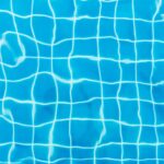 top view photography of blue pool tiles